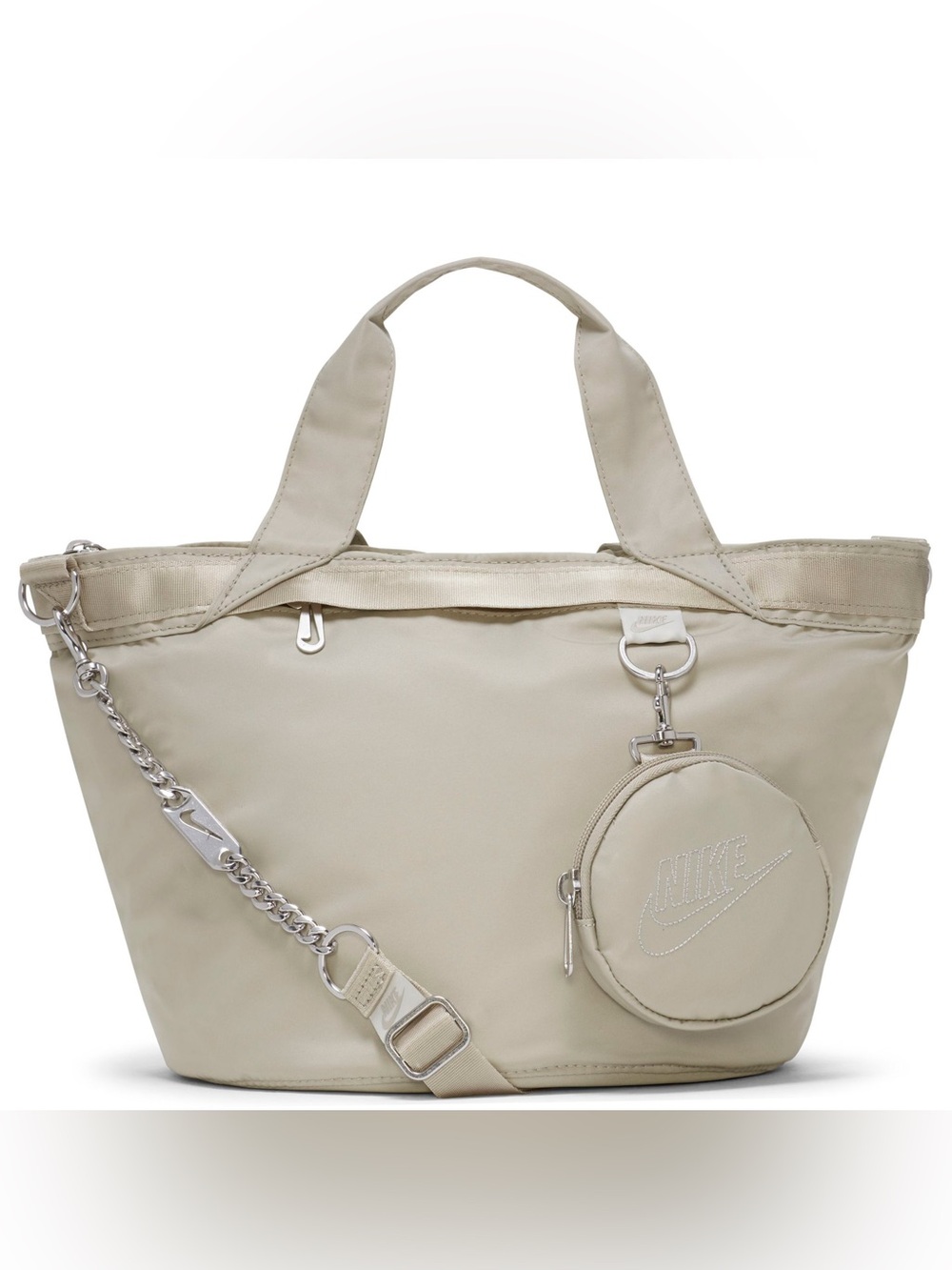 Nike Women’s Futura Luxe Beige Tote with Detachable Round Coin Pouch